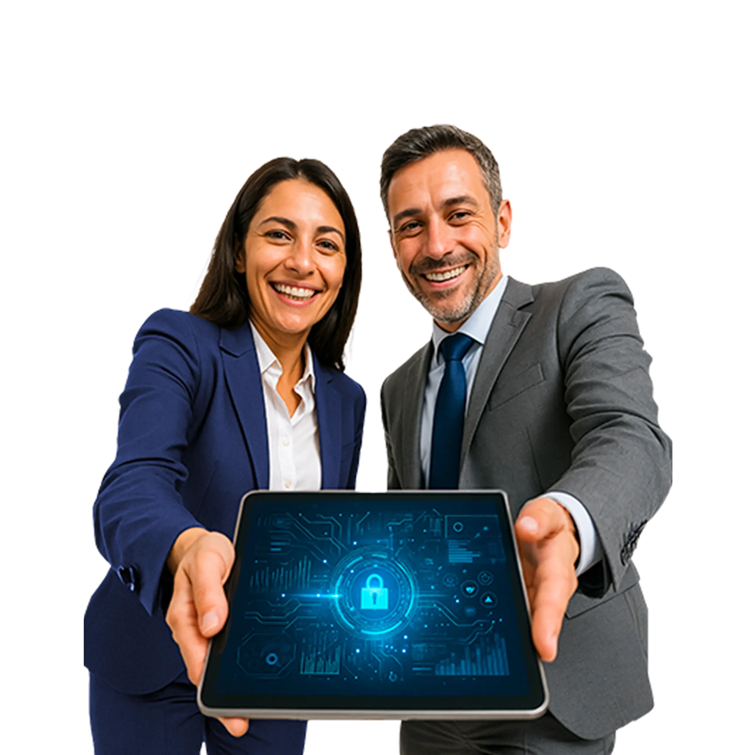 Polizza assicurativa rischi cyber TIM. Immagine di due professionisti azienda